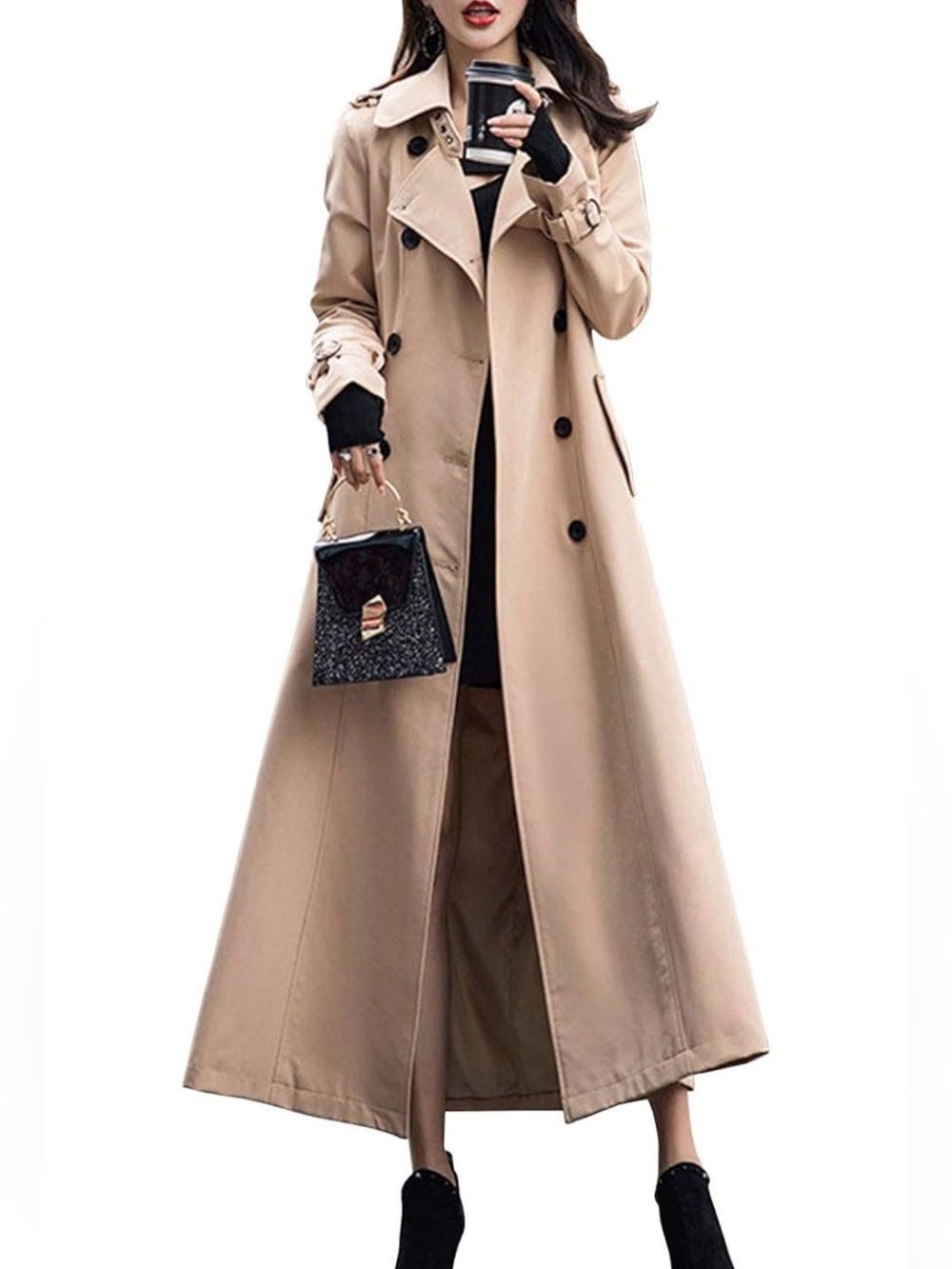Long Beige Trench Coat - Double Breasted Maxi Trench NEW